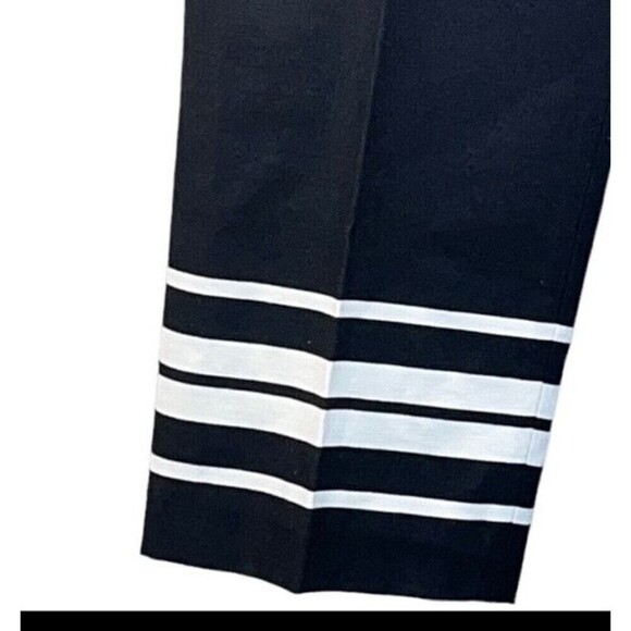 Talbots Curvy Fit Crop Pants 12 Black White Stripe Hem Pockets High Rise New - Picture 6 of 16